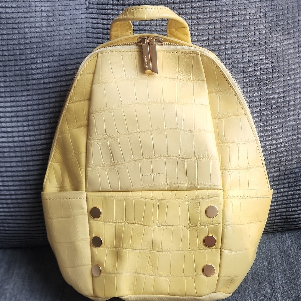 Hammitt Hunter Medium Sunstruck Yellow Crocco Embossed Leather